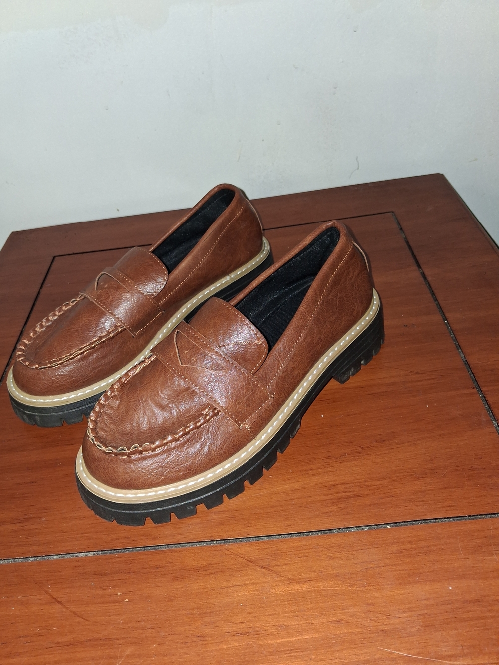 Brown Men's Lug-Soled Penny Loafers
